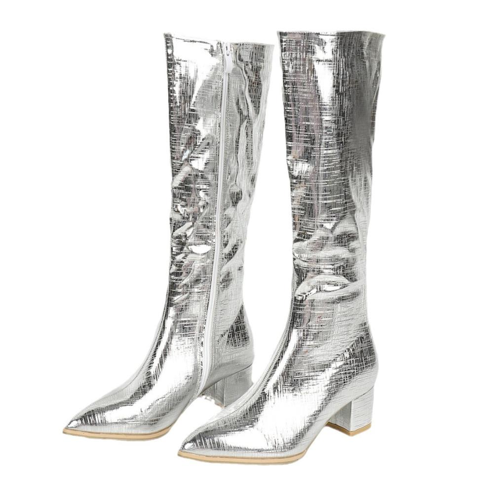 Womens Dollie Silver Leather  |  Boots Boots Boots