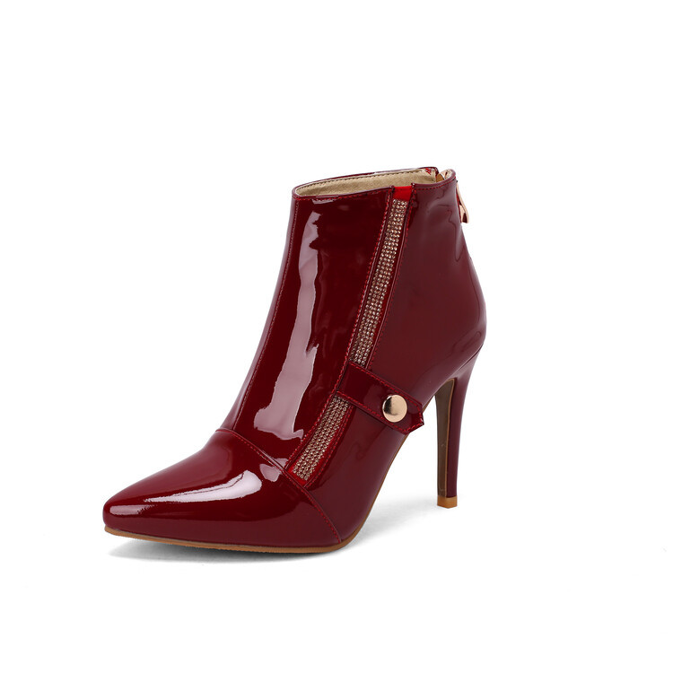 Womens Grant Red Patent Leather  |  Booties Booties Booties