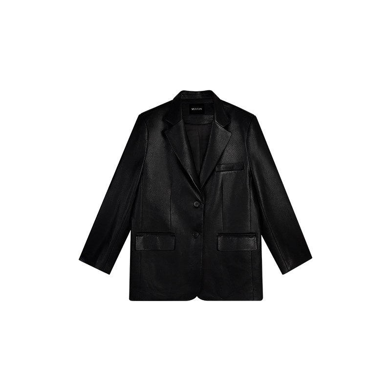 Womens Imaan Faux Leather Blazer Black  |  Jackets & Coats Clothing BLACK