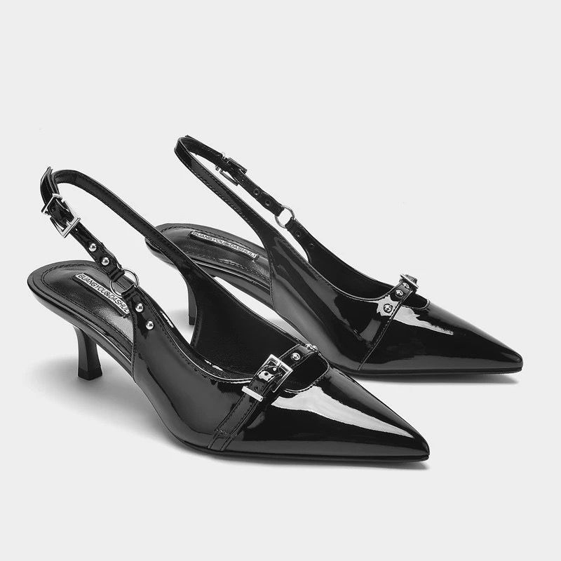 Womens Modish Black Leather  |  Heels Heels BLACK LEATHER