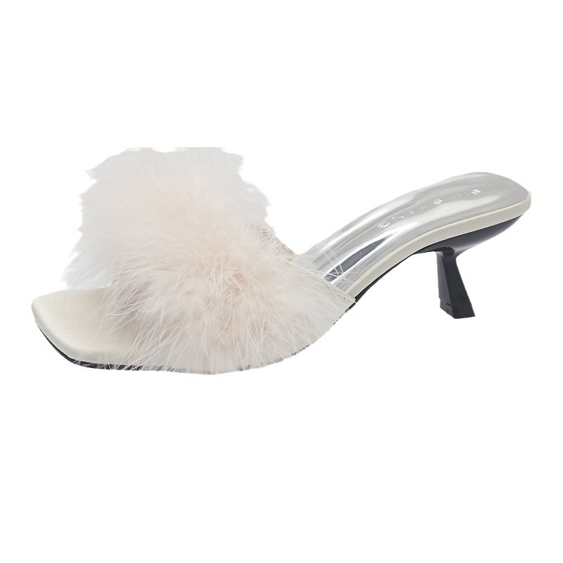 Womens Priya Faux Fur Grey  |  Heels Heels GREY