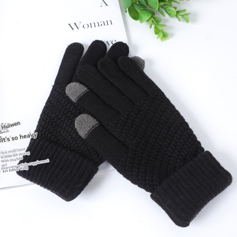 Womens Touchscreen Ribbed Gloves Black  |  Hats & Scarves Accessories BLACK