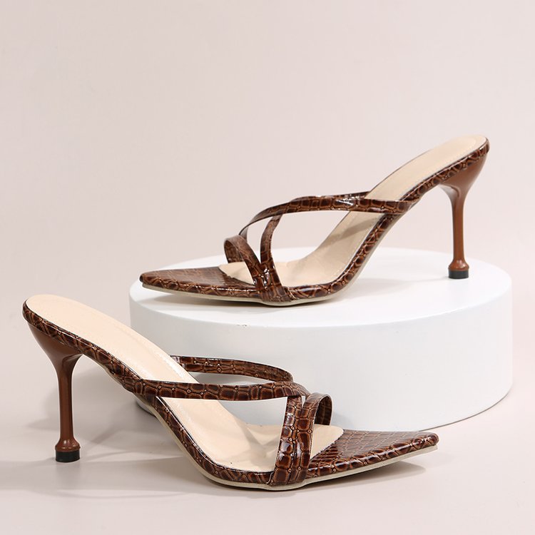 Womens Tracie Brown Crocodile  |  Heels Heels BROWN CROCODILE